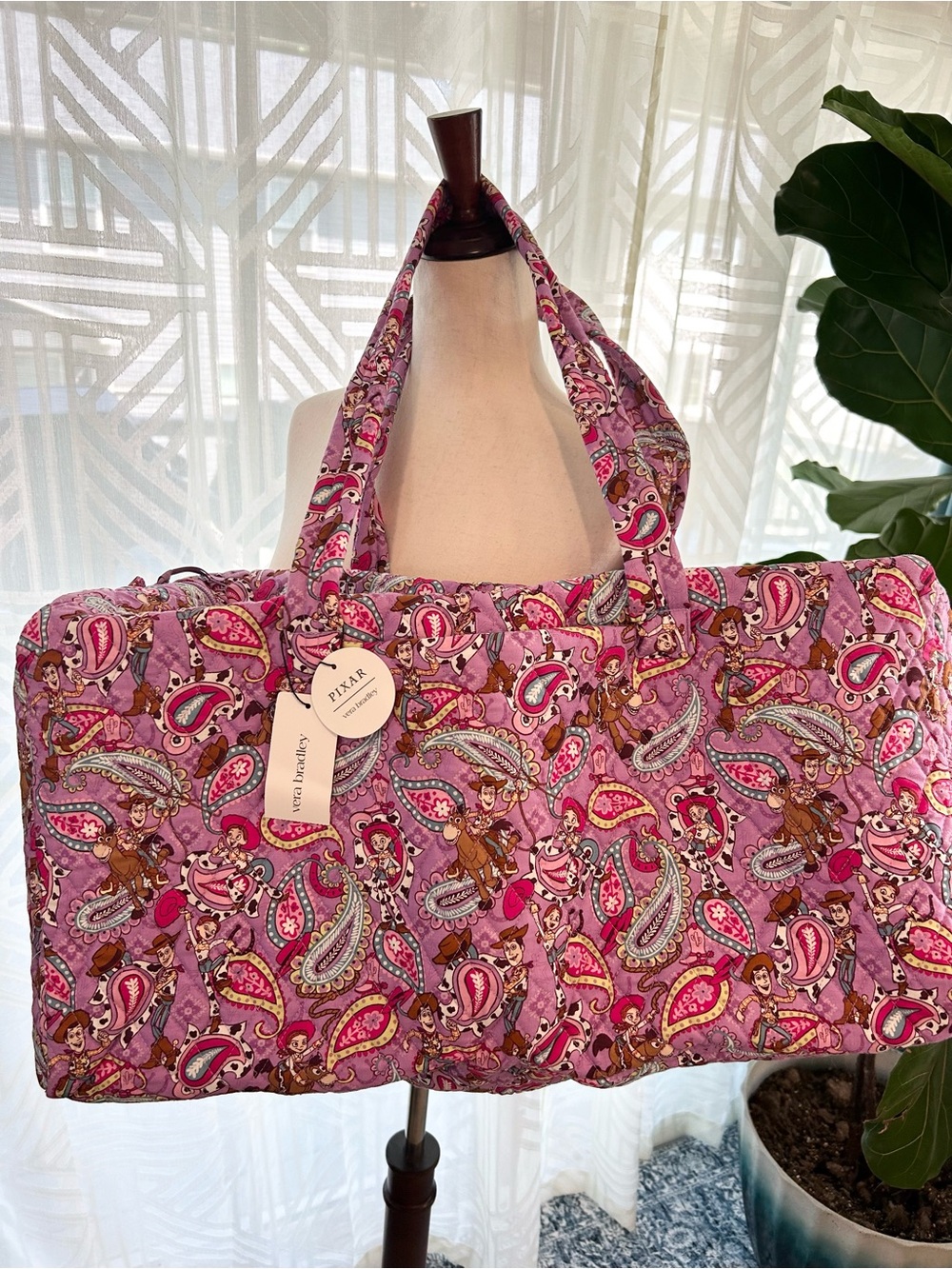 NWT Disney Pixar Toy Story Rodeo Paisley Purple Large Duffel Bag